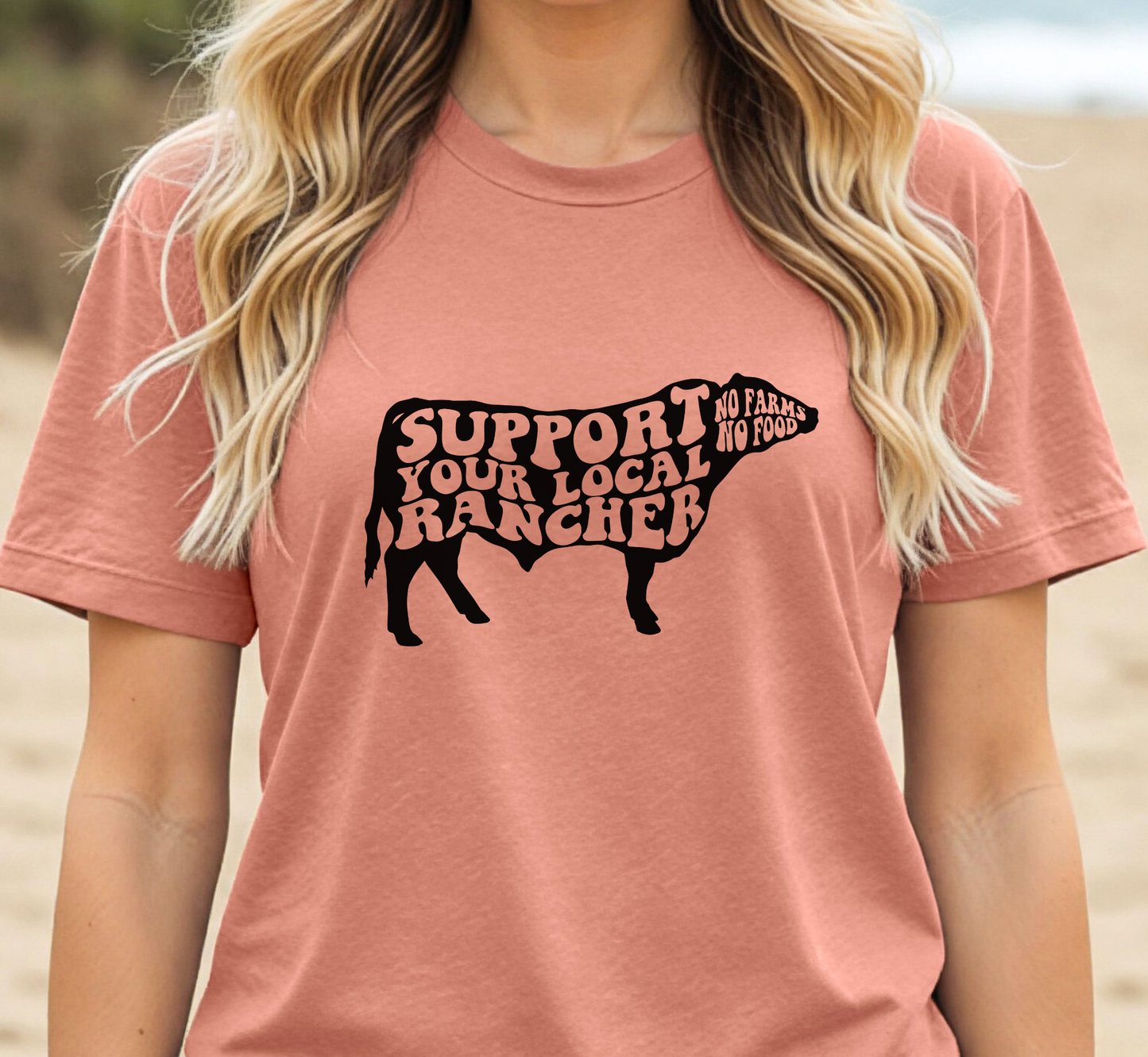 Support Your Local Rancher T-Shirt, No Farms No Food Tee, Unisex Ranching Shirt, Agriculture