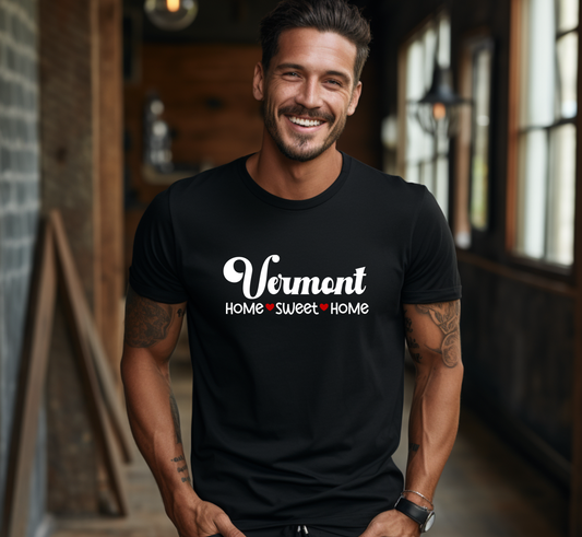 Vermont T-Shirt, Vermont Home Sweet Home Tee, Unisex US State Shirt